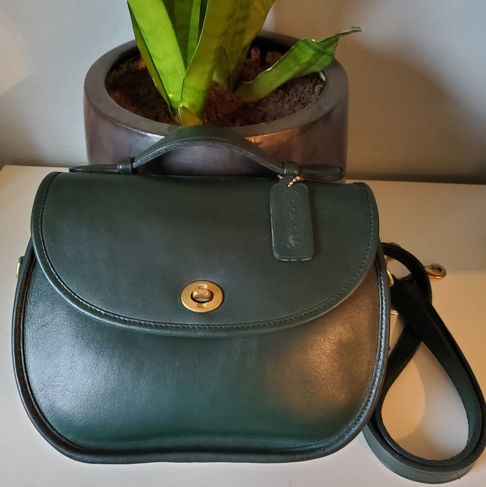 Vintage Coach Green Small Plaza bag